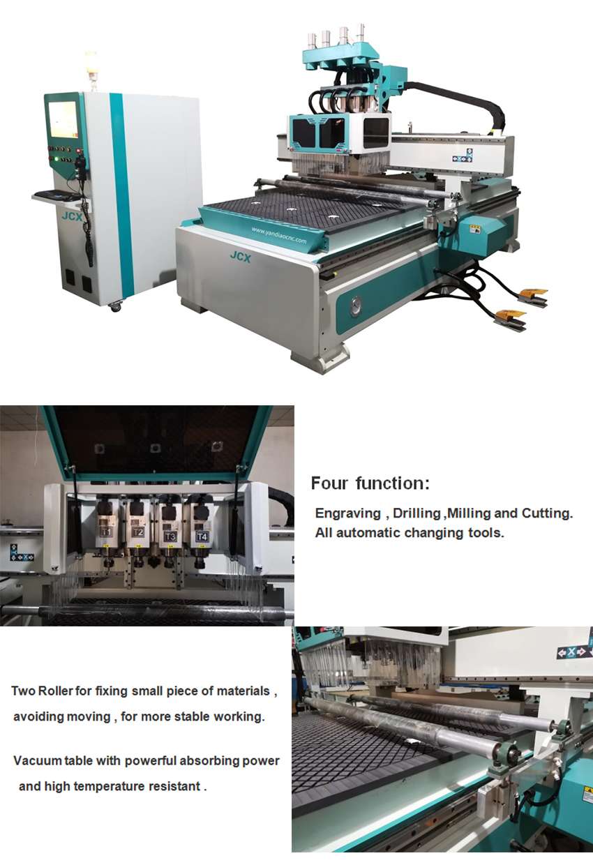 High Efficiency Four Head CNC Woodworking Engraving Machine for Simultaneous Processing of Four Products